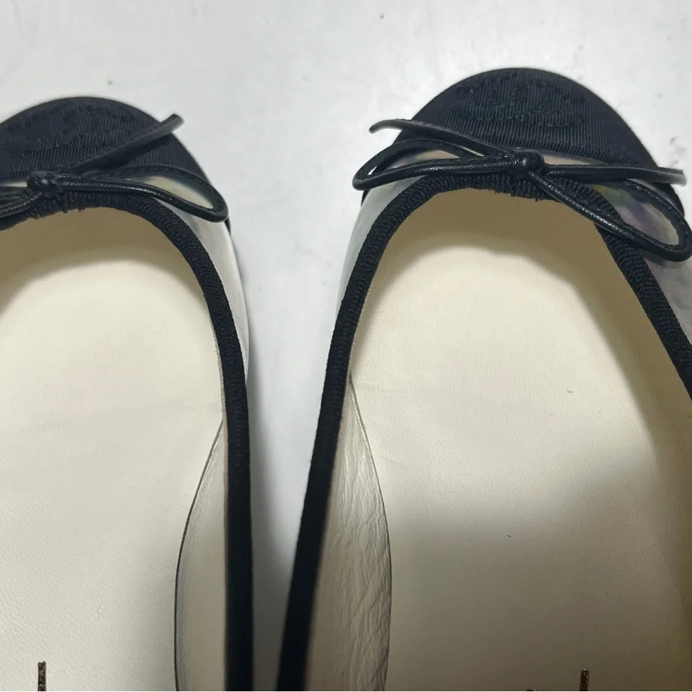 CHANEL Iridescent Ballet Flats with Black Cap Toe
